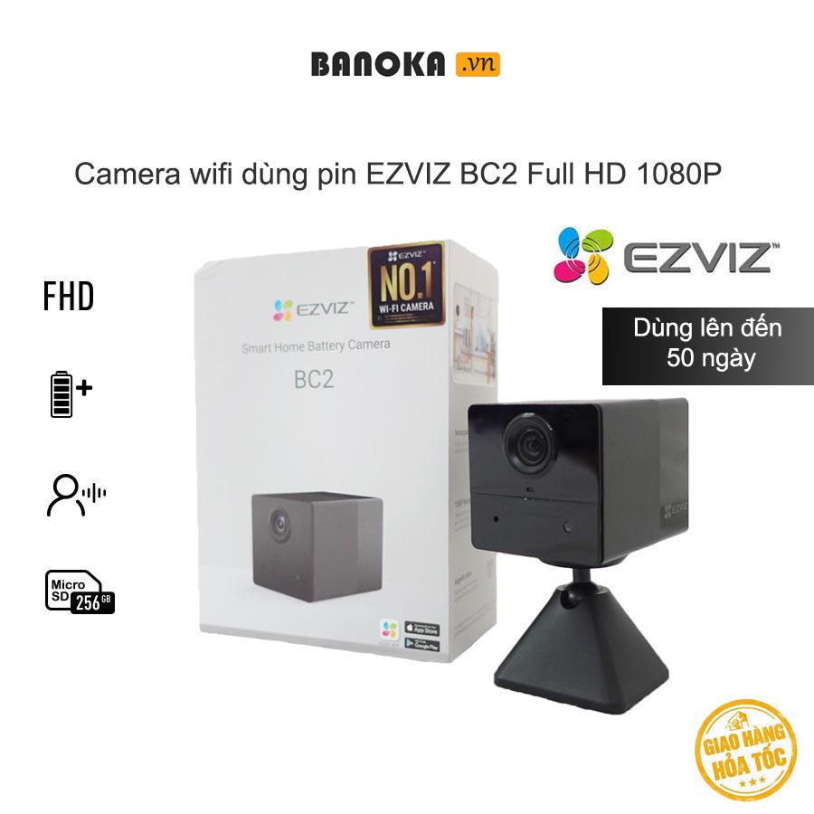 Camera BC2 wifi an ninh dùng pin trong nhà Full HD 1080P